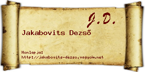 Jakabovits Dezső névjegykártya